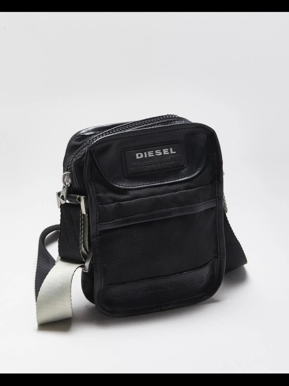Vintage Y2K 00s Diesel Leather Nylon Crossbody Messenger Bag
